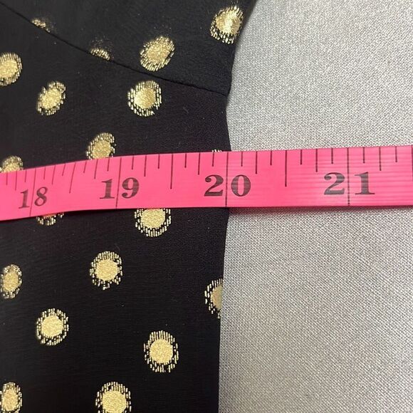 Yumi Kim Black Gold Polka Dot Lexington Top High Ruched Neck Long Sleeve Office - Picture 10 of 11